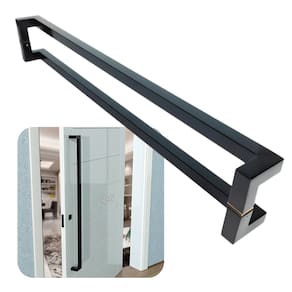 Puxador Portas Duplo Aço Inox Preto Athenas 1,5 m para portas: pivotantes/madeira/vidro temperado/porta alumínio e portões
