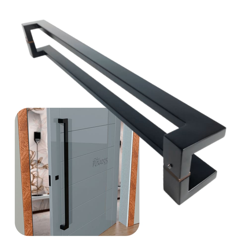 Puxador Portas Duplo Aço Inox Preto Fosco Grécia 1,50 m para portas: pivotantes/madeira/vidro temperado/porta alumínio e portões