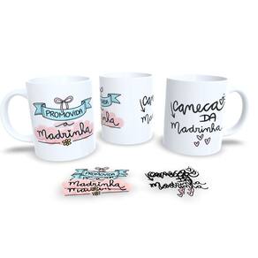 Caneca de Porcelana Branca Personalizada Coleção Dindo e Dinda