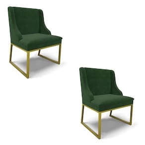 Cadeira Sala de Jantar Industrial Dour Kit 2 Liz Suede Verde D03 - D`Rossi