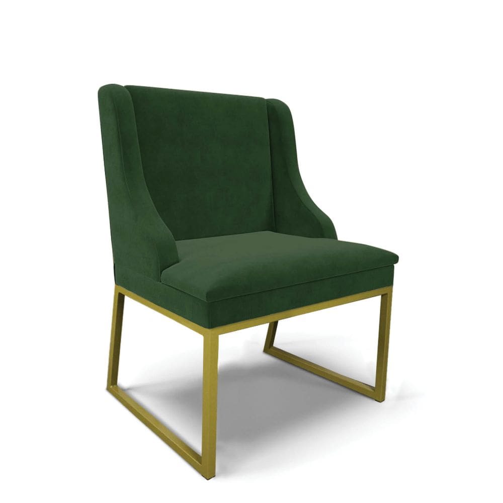Cadeira Sala de Jantar Industrial Dourado Liz Suede Verde D03 - D`Rossi
