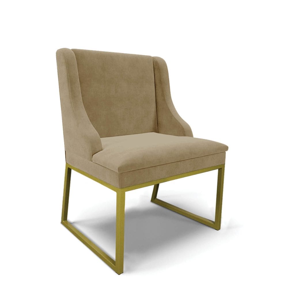 Cadeira Sala de Jantar Industrial Dourado Liz Suede Marrom Rato D03 - D`Rossi