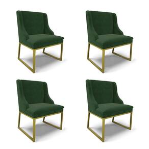 Cadeira Sala de Jantar Industrial Dour Kit 4 Liz Suede Verde D03 - D`Rossi