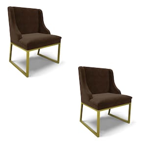 Cadeira Sala de Jantar Industrial Dour Kit 2 Liz Suede Marrom D03 - D`Rossi