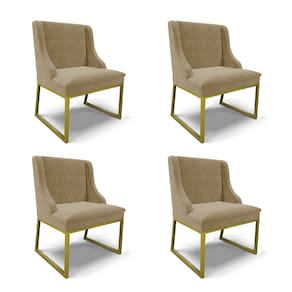 Cadeira Sala de Jantar Industrial Dour Kit 4 Liz Suede Marrom R D03 - D`Rossi