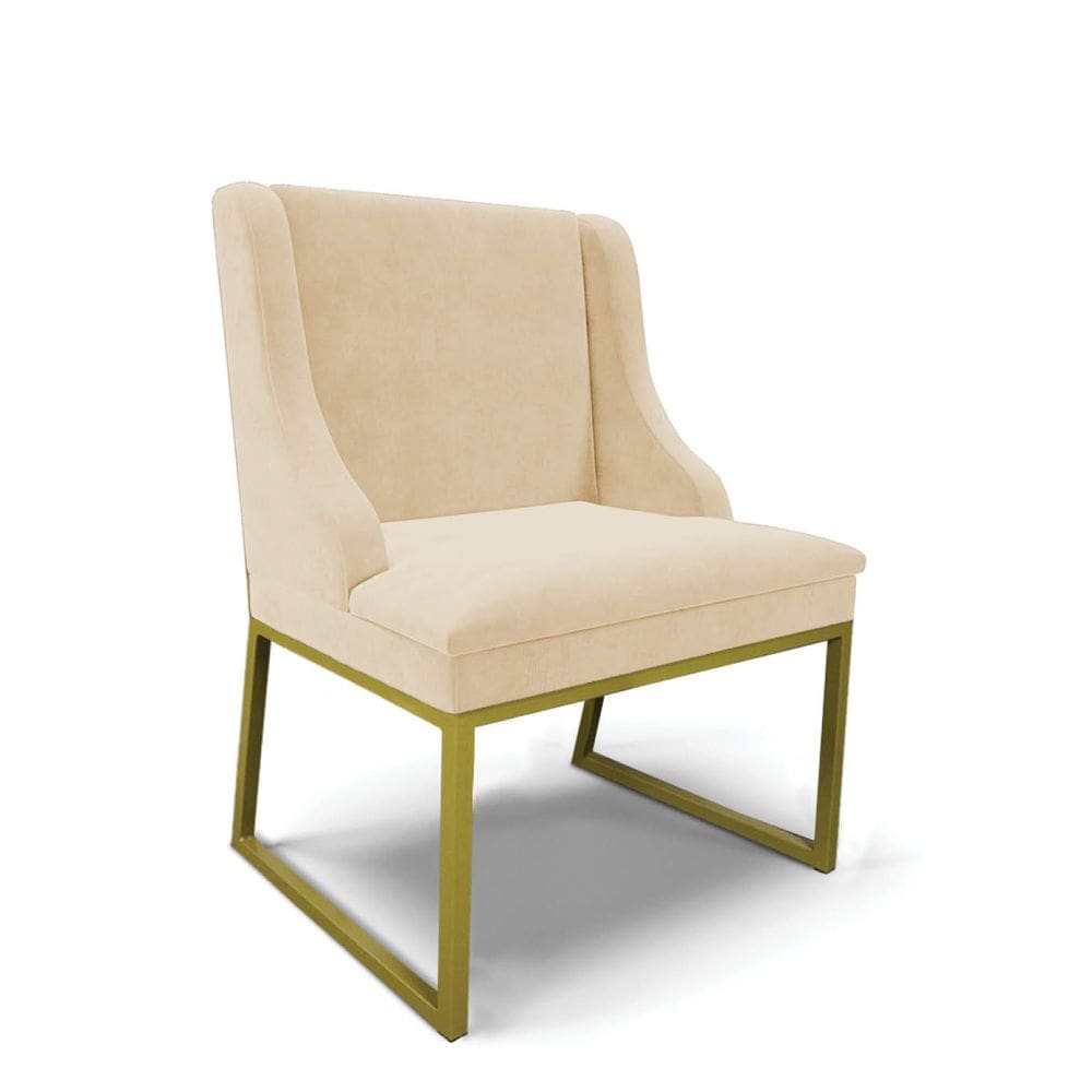 Cadeira Sala de Jantar Industrial Dourado Liz Suede Bege D03 - D`Rossi