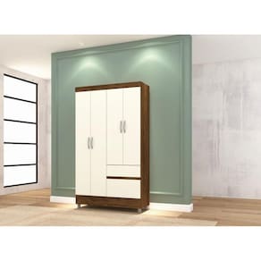 Roupeiro Ideal Plus 4 Portas e 2 Gavetas - Imbuia Champanhe  - Vila Rica
