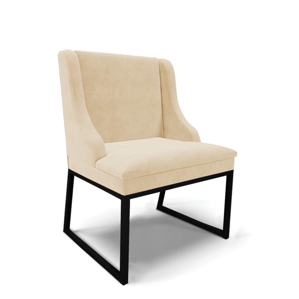 Cadeira Sala de Jantar Industrial Preto Liz Suede Bege D03 - D`Rossi