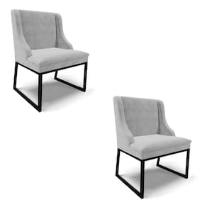 Cadeira Sala de Jantar Industrial Preto Kit 2 Liz Suede Cinza D03 - D`Rossi