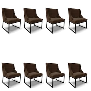 Cadeira Sala de Jantar Industrial Preto Kit 8 Liz Suede Marrom D03 - D`Rossi