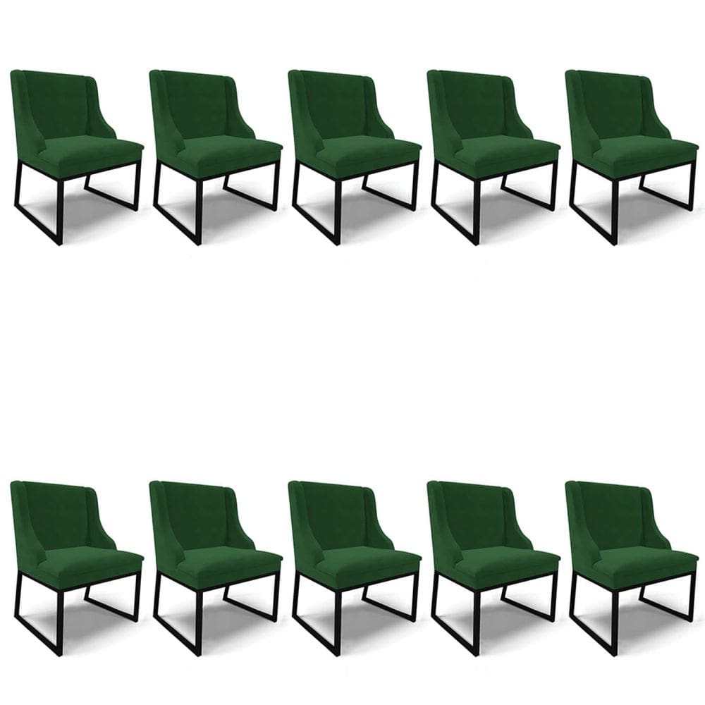 Cadeira Sala de Jantar Industrial Preto kit 10 Liz Veludo D03 - D`Rossi