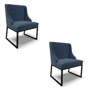 Cadeira Sala de Jantar Industrial Preto Kit 2 Liz Suede Azul M D03 - D`Rossi