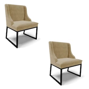 Cadeira Sala de Jantar Industrial Preto Kit 2 Liz Suede Marrom R D03 - D`Rossi