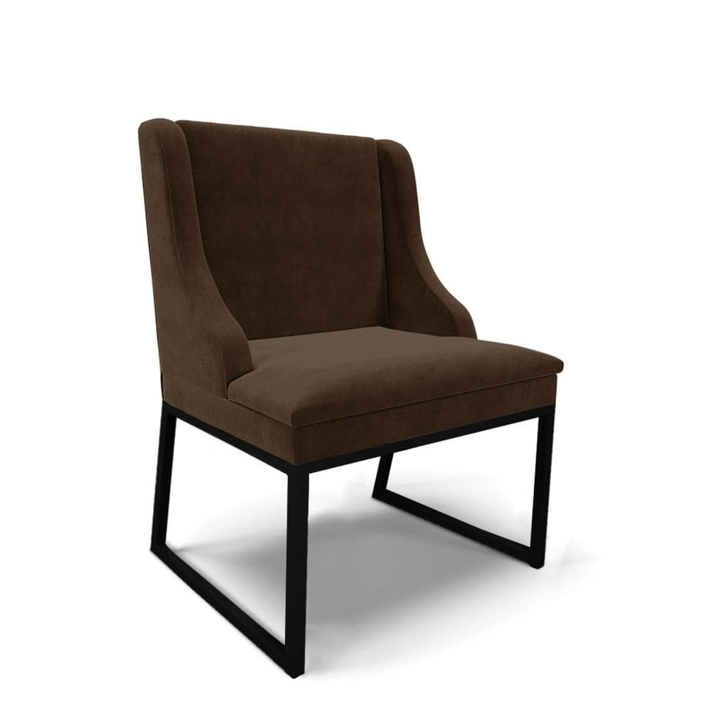 Cadeira Sala de Jantar Industrial Preto Liz Suede Marrom D03 - D`Rossi