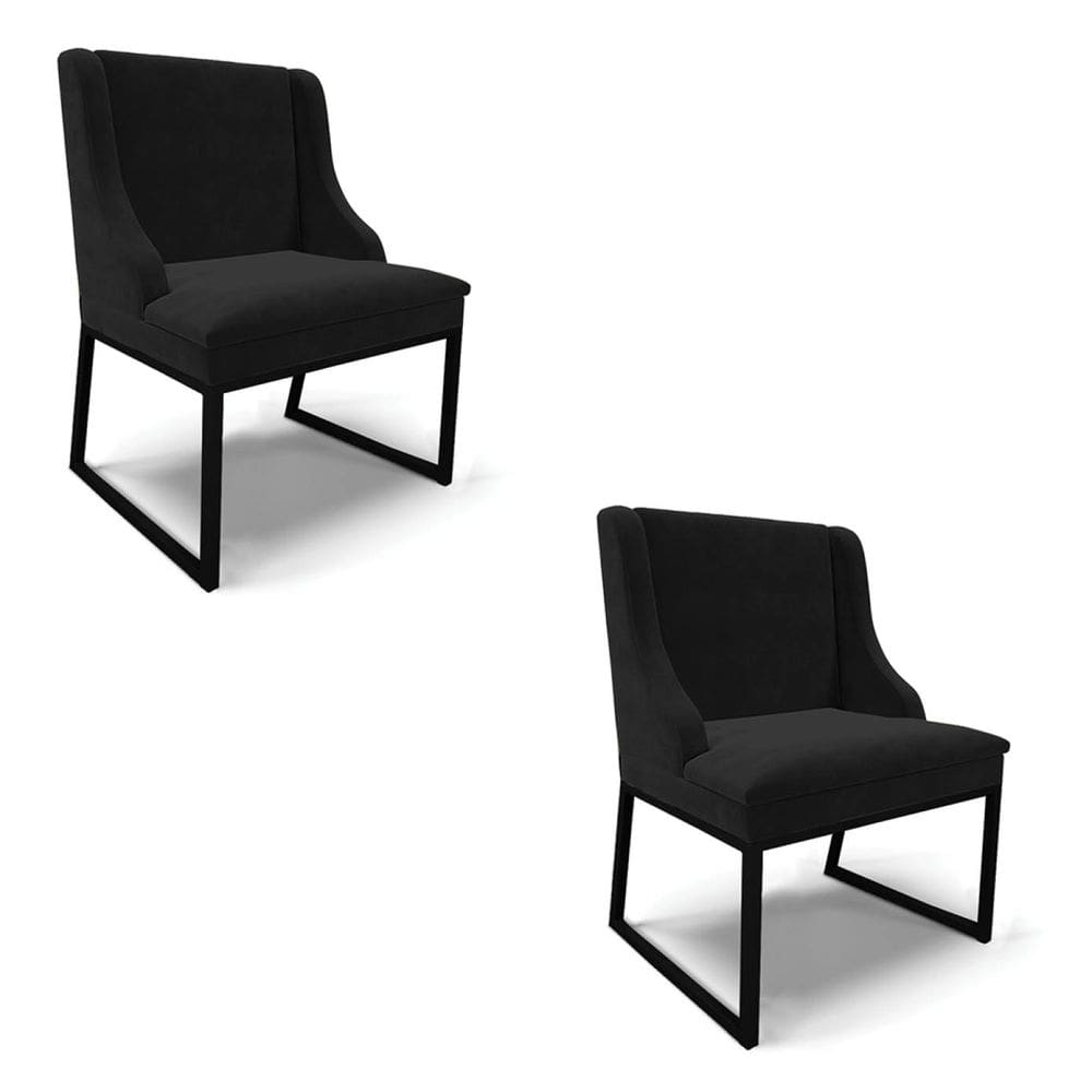 Cadeira Sala de Jantar Industrial Preto Kit 2 Liz Suede Preto D03 - D`Rossi