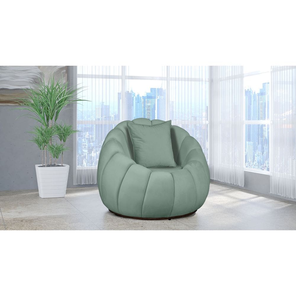 Poltrona Decorativa Concha Giratória Almofada Veludo Acqua - Londrilar