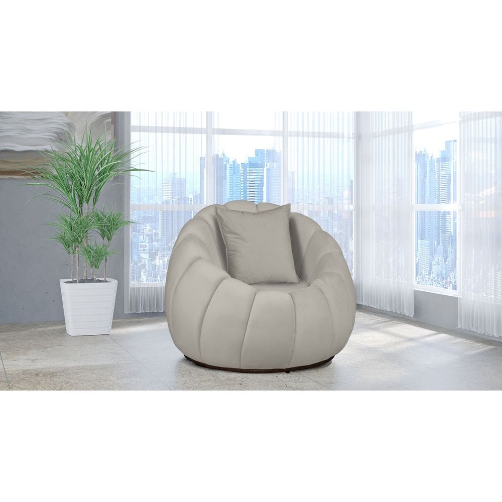 Poltrona Decorativa Concha Giratória Almofada Veludo Marfim - Londrilar