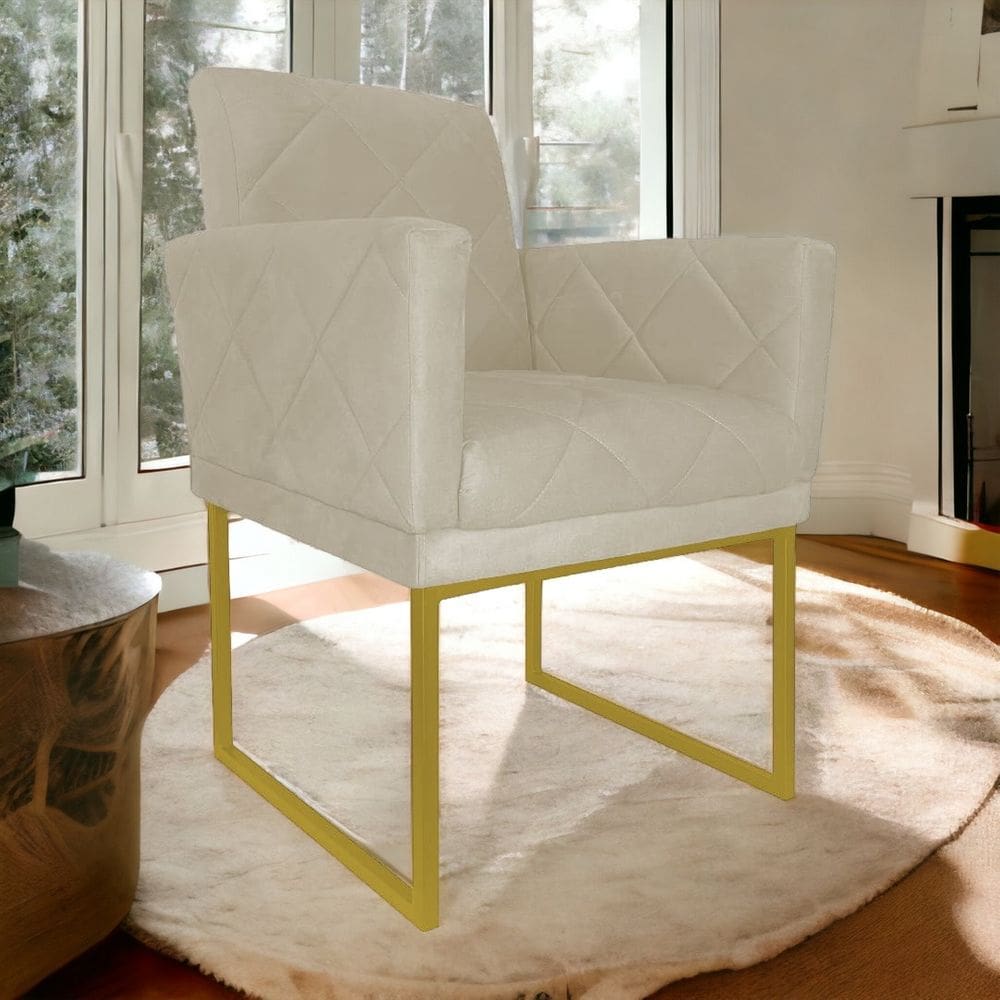 Poltrona Decorativa Pé Ferro Klara Suede Marfim - Londrilar