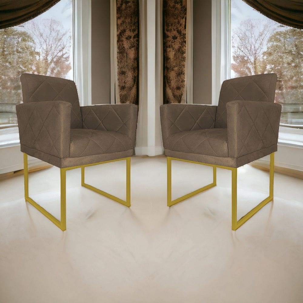 Kit 2 Poltronas Decorativa Pé Ferro Klara Suede Cappuccino - Londrilar