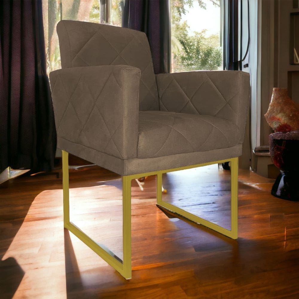 Poltrona Decorativa Pé Ferro Klara Suede Cappuccino - Londrilar