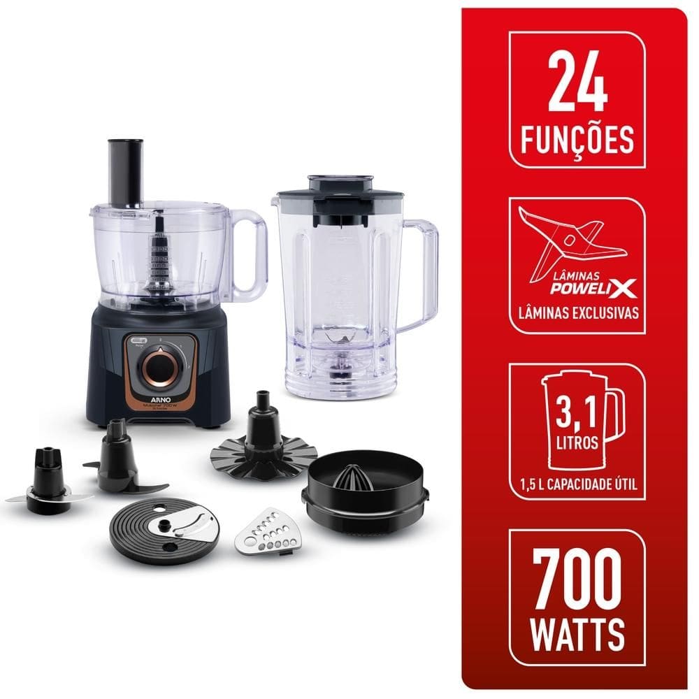 Multiprocessador Arno 700W 24 Funções Preto MP72 | Arno