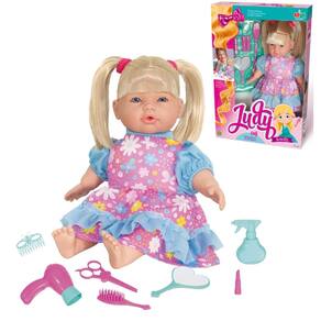 Boneca Bebê Judy Salão Beleza 37cm Acessórios Secador Escova