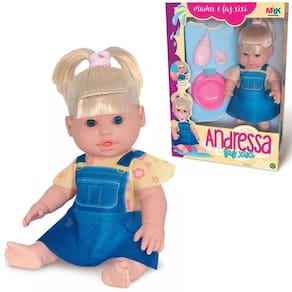 Boneca Bebê Infantil Andressa Faz Xixi 778 Com Acessórios