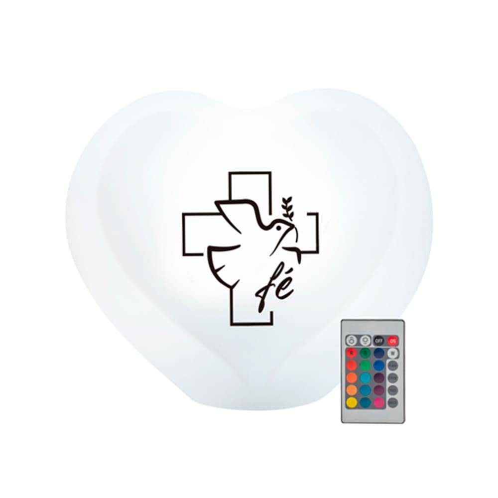 Luminária Coração Cruz de Fé LED RGB