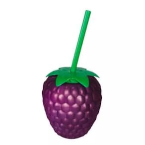Copo Uva Decorativo Fruta com Canudo 600ml 2 unidades