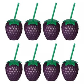 Kit 10 Peças Copo Uva Decorativo Fruta com Canudo 600ml