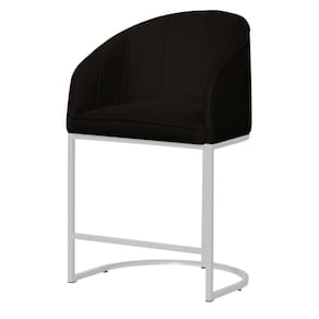 Poltrona Cadeira Banqueta Mia Base Branca Veludo Preto - Montanaris Decor
