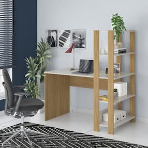 Mesa Escrivaninha Office Com Estante 3 Prateleiras Match