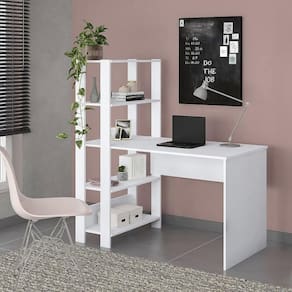 Mesa Escrivaninha Office Com Estante 3 Prateleiras Match