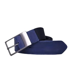 Cinto Plus Size Masculino Elastano Tecido Flexivel Macio Com Ponteiras Em Couro Fechamento Fivela