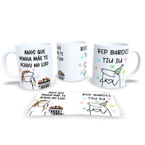 Caneca de Porcelana Branca Personalizada Coleção Flork