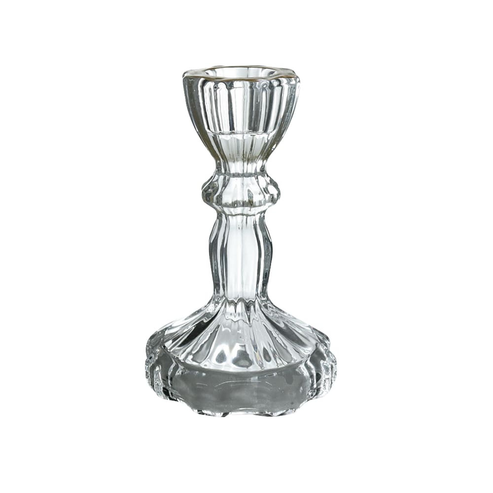 Castiçal Decorativo Delicado De Vidro Com Borda Dourada 11Cm