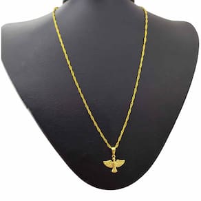 Corrente Gargantilha Banhado Ouro 18k Singapura com Espirito Santo 1,4MM - 45CM