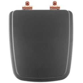 Tampa de Vaso Poliéster Com Amortecedor Boss Onix (Preto Fosco) para Bacia Incepa com Ferragem Rose Gold