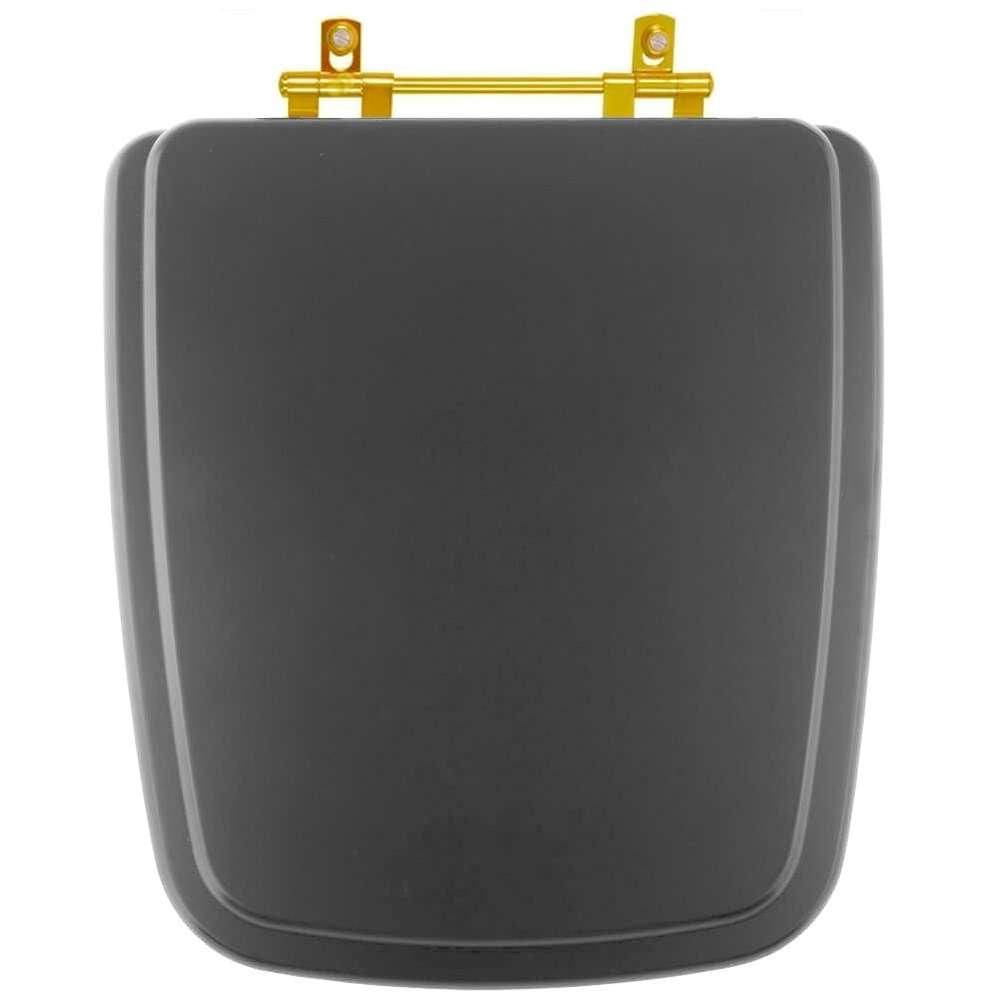 Tampa de Vaso Poliester Boss Noir para bacia Incepa Com Ferragem Dourada