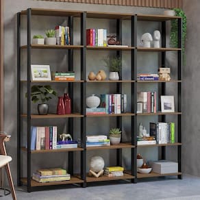 Estante Armário Multiuso Para Livros 177cm Rustic/Preto