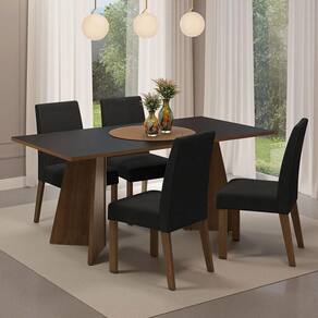 Conjunto Sala Jantar Mesa Madeira 4 Cadeiras Rustic
