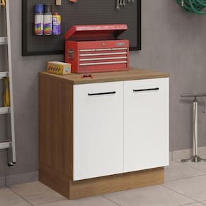 Balcão Multiuso 80cm 2 Portas Rustic/branco Agata