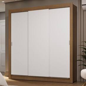 Guarda-Roupa Casal 3 Portas Correr Rustic/Branco