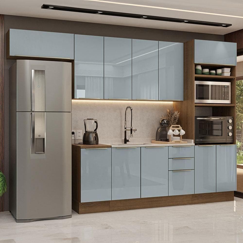 Armário Cozinha Completa 310 cmLux Madesa 01 Rustic/cinza