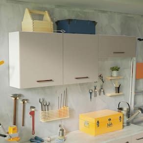 Kit 2 Armários Aéreos Multiuso 3 Portas Branco/Crema