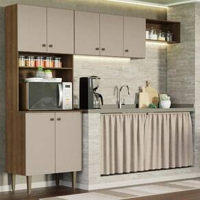 Armário Cozinha Compacta Quiosque 235cm Rustic/crema