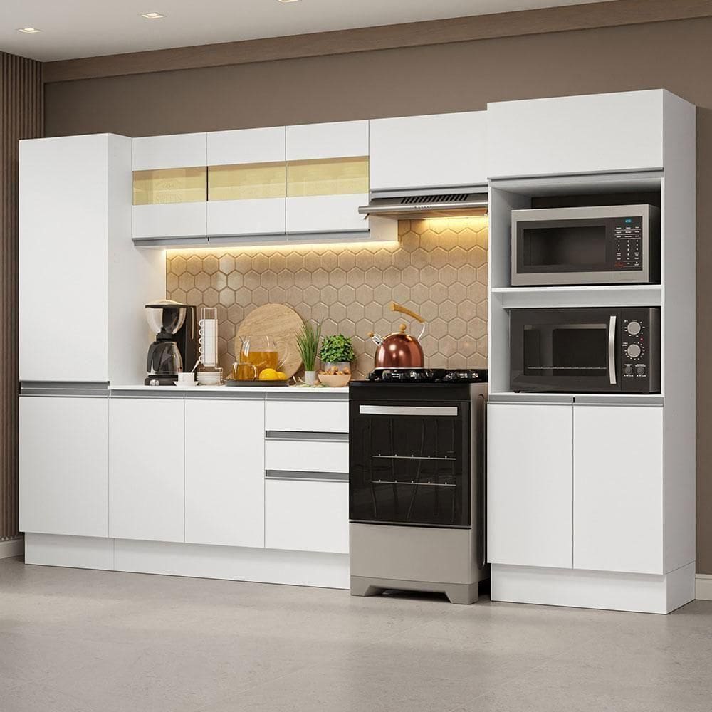 Armário De Cozinha Completa 100% Mdf 300cm Branco