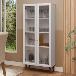Cristaleira 70 Cm 2 Portas De Vidro Com Pés Cônicos Madesa