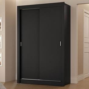 Guarda-roupa Solteiro 2 Portas Correr 2 Gavetas Preto