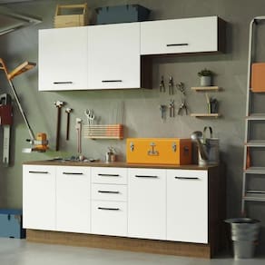 Kit 2 Balcões e 2 Armários Aéreos 200cm Rustic/branco